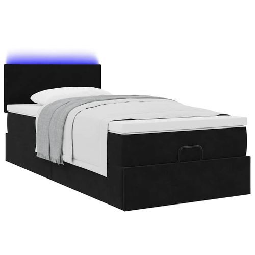 Cadre de lit ottoman avec matelas noir 90x190 cm velours - Photo n°3; ?>