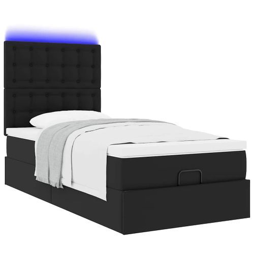 Cadre de lit ottoman avec matelas noir 90x200 cm similicuir - Photo n°3; ?>