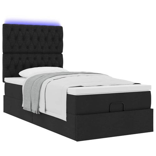 Cadre de lit ottoman avec matelas noir 90x200 cm tissu - Photo n°3; ?>