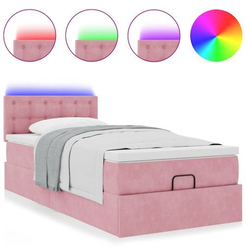 Cadre de lit ottoman avec matelas rose 100x200 cm velours - Photo n°2; ?>