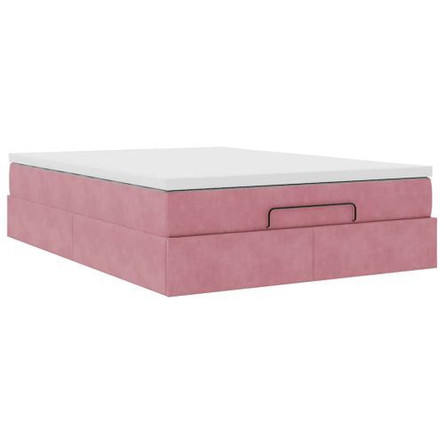 Cadre de lit ottoman avec matelas rose 140x190 cm velours - Photo n°2; ?>