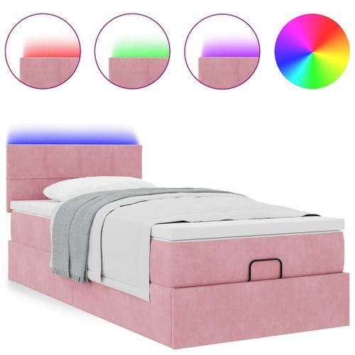 Cadre de lit ottoman avec matelas rose 80x200 cm velours - Photo n°2; ?>