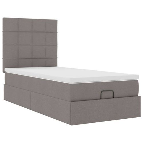 Cadre de lit ottoman avec matelas taupe 100x200 cm tissu - Photo n°2; ?>