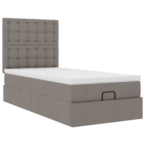 Cadre de lit ottoman avec matelas taupe 100x200 cm tissu - Photo n°2; ?>