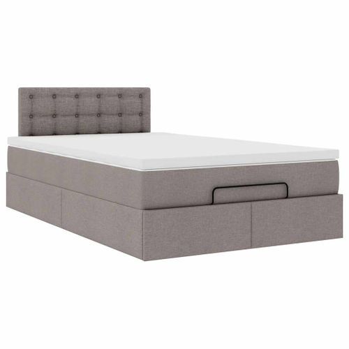 Cadre de lit ottoman avec matelas taupe 120x200 cm tissu - Photo n°2; ?>