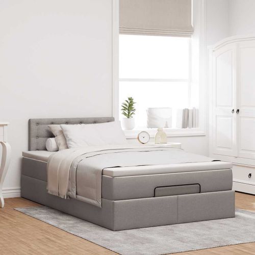 Cadre de lit ottoman avec matelas taupe 120x200 cm tissu - Photo n°3; ?>