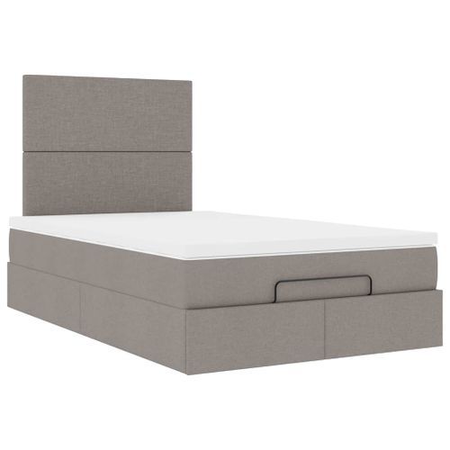 Cadre de lit ottoman avec matelas taupe 120x200 cm tissu - Photo n°2; ?>