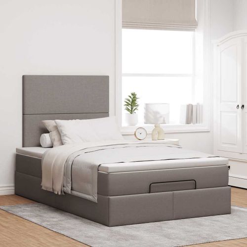 Cadre de lit ottoman avec matelas taupe 120x200 cm tissu - Photo n°3; ?>