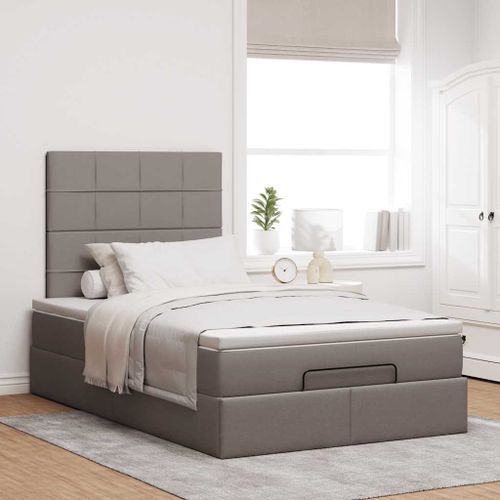 Cadre de lit ottoman avec matelas taupe 120x200 cm tissu - Photo n°3; ?>