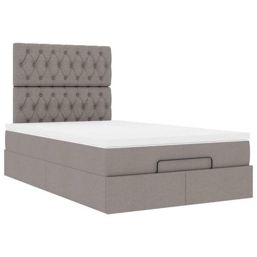 Cadre de lit ottoman avec matelas taupe 120x200 cm tissu - Photo n°2; ?>