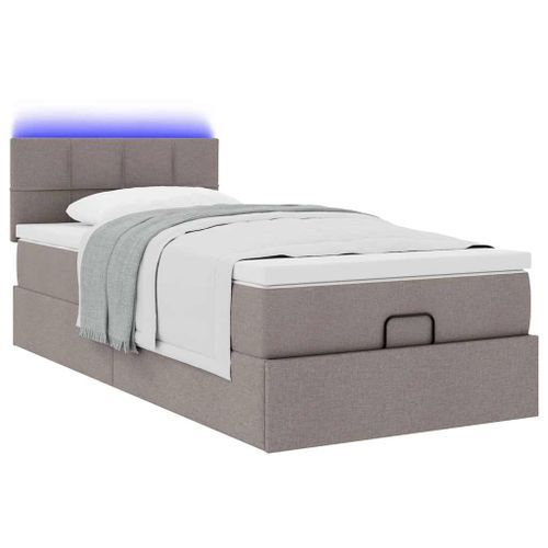 Cadre de lit ottoman avec matelas taupe 90x190 cm tissu - Photo n°3; ?>