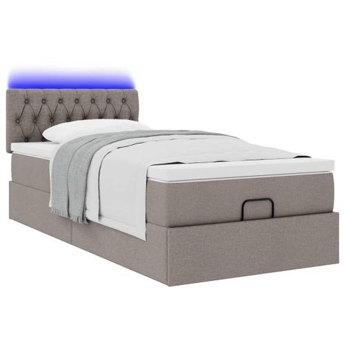 Cadre de lit ottoman avec matelas taupe 90x190 cm tissu - Photo n°3; ?>