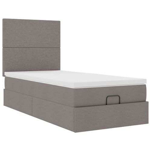 Cadre de lit ottoman avec matelas taupe 90x200 cm tissu - Photo n°2; ?>