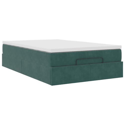 Cadre de lit ottoman avec matelas vert foncé 120x200 cm velours - Photo n°2; ?>