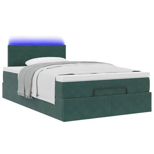 Cadre de lit ottoman avec matelas vert foncé 120x200 cm velours - Photo n°3; ?>