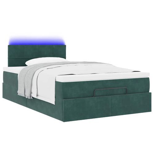 Cadre de lit ottoman avec matelas vert foncé 120x200 cm velours - Photo n°3; ?>