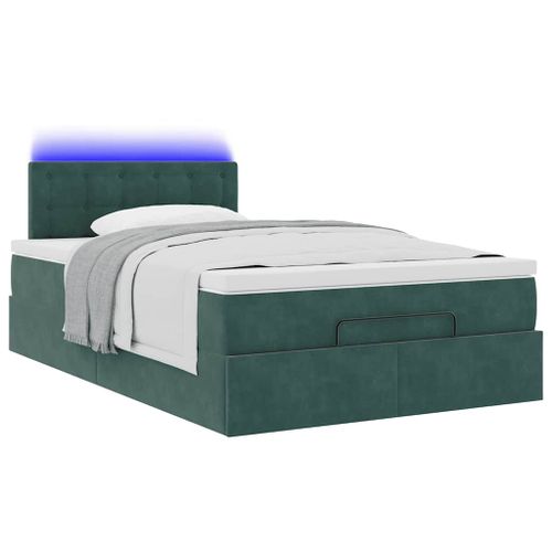 Cadre de lit ottoman avec matelas vert foncé 120x200 cm velours - Photo n°3; ?>