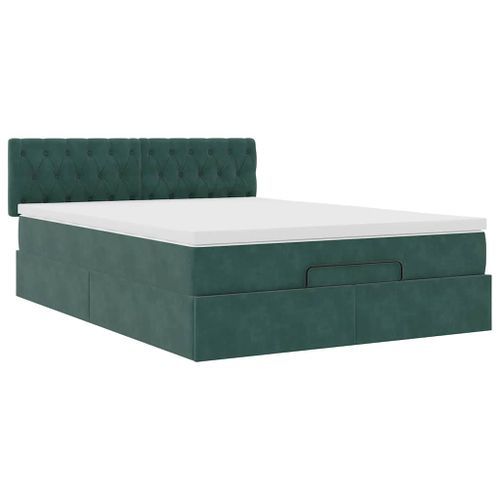 Cadre de lit ottoman avec matelas vert foncé 140x200 cm velours - Photo n°2; ?>