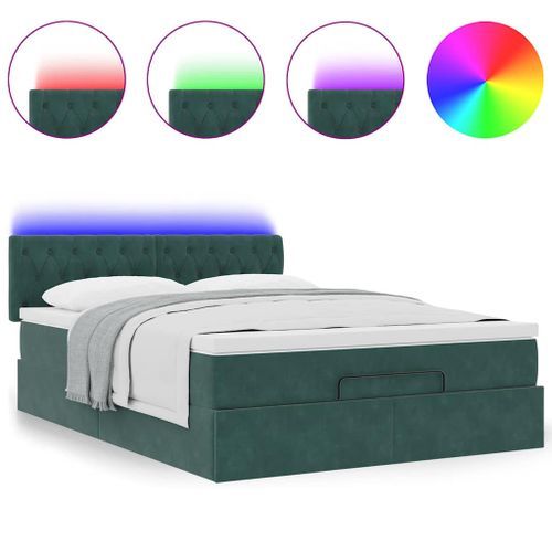 Cadre de lit ottoman avec matelas vert foncé 140x200 cm velours - Photo n°2; ?>