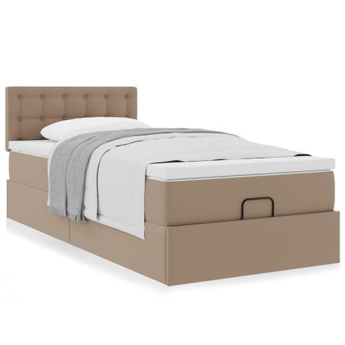 Cadre de lit ottoman et matelas cappuccino 90x200 cm similicuir - Photo n°2; ?>