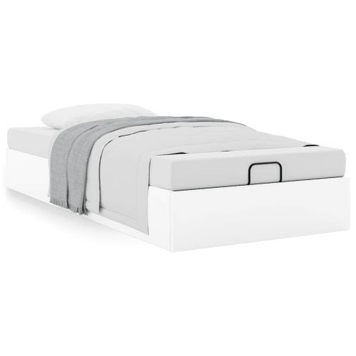 Cadre de lit ottoman sans matelas blanc 100x200 cm similicuir - Photo n°2; ?>