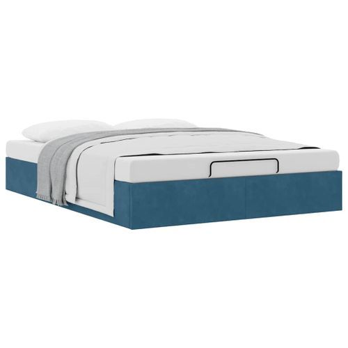 Cadre de lit ottoman sans matelas bleu foncé 140x190 cm velours - Photo n°2; ?>