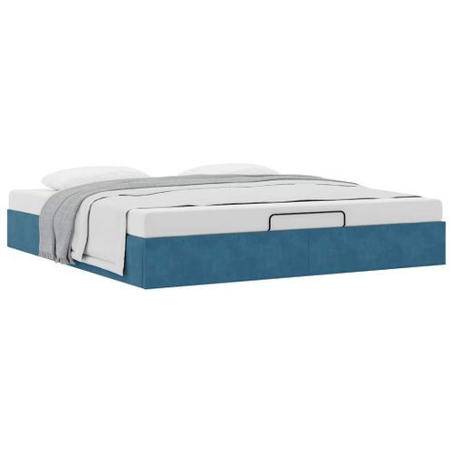 Cadre de lit ottoman sans matelas bleu foncé 160x200 cm velours - Photo n°2; ?>