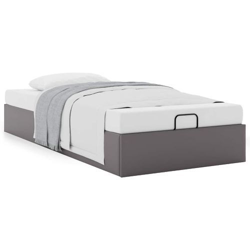 Cadre de lit ottoman sans matelas gris 100x200 cm similicuir - Photo n°2; ?>