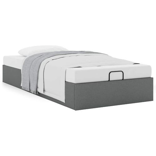 Cadre de lit ottoman sans matelas gris foncé 100x200 cm tissu - Photo n°2; ?>