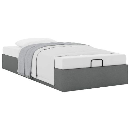 Cadre de lit ottoman sans matelas gris foncé 100x200 cm tissu - Photo n°3; ?>