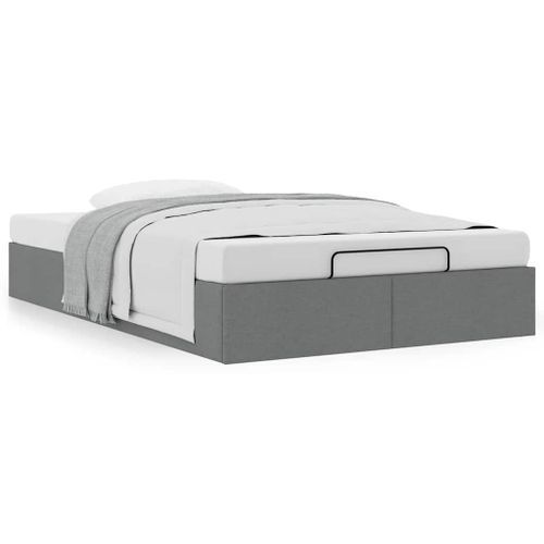 Cadre de lit ottoman sans matelas gris foncé 120x190 cm tissu - Photo n°2; ?>