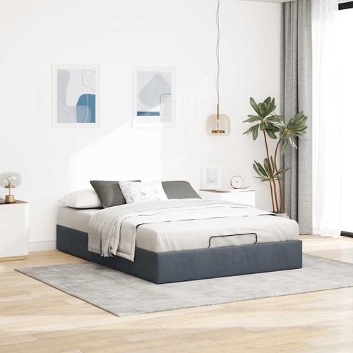 Cadre de lit ottoman sans matelas gris foncé 140x190 cm velours - Photo n°3; ?>