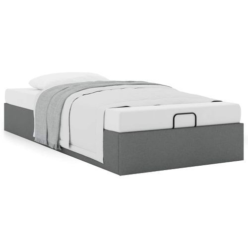 Cadre de lit ottoman sans matelas gris foncé 80x200 cm tissu - Photo n°2; ?>