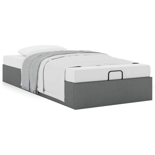 Cadre de lit ottoman sans matelas gris foncé 90x200 cm tissu - Photo n°2; ?>