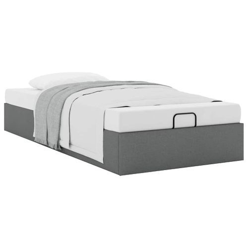 Cadre de lit ottoman sans matelas gris foncé 90x200 cm tissu - Photo n°3; ?>