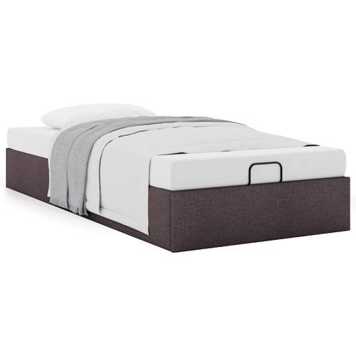 Cadre de lit ottoman sans matelas marron foncé 100x200 cm tissu - Photo n°2; ?>