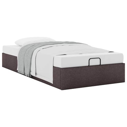 Cadre de lit ottoman sans matelas marron foncé 100x200 cm tissu - Photo n°3; ?>