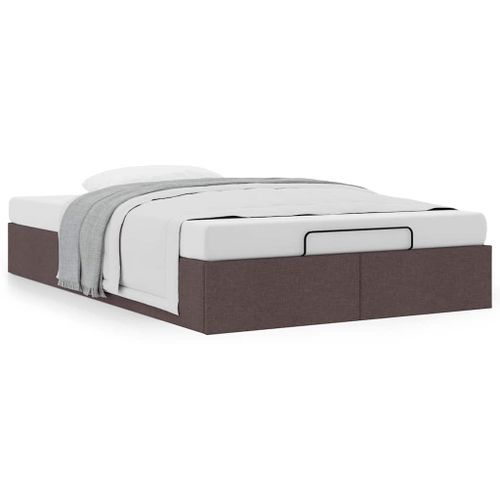 Cadre de lit ottoman sans matelas marron foncé 120x200 cm tissu - Photo n°2; ?>