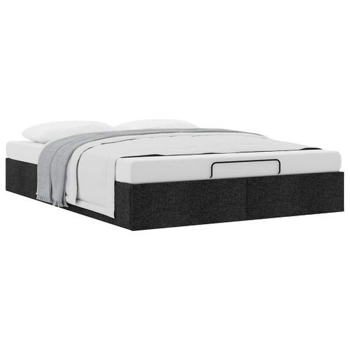 Cadre de lit ottoman sans matelas noir 140x190 cm tissu - Photo n°3; ?>