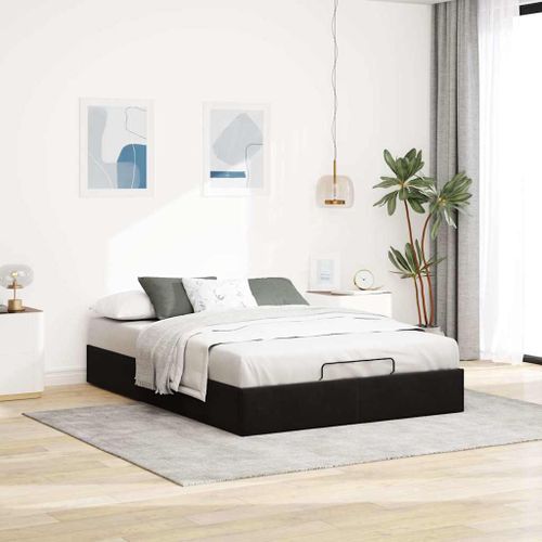 Cadre de lit ottoman sans matelas noir 140x200 cm velours - Photo n°3; ?>