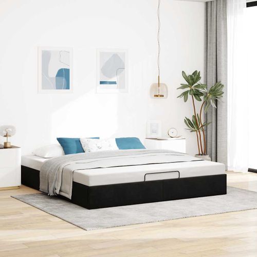 Cadre de lit ottoman sans matelas noir 160x200 cm velours - Photo n°3; ?>