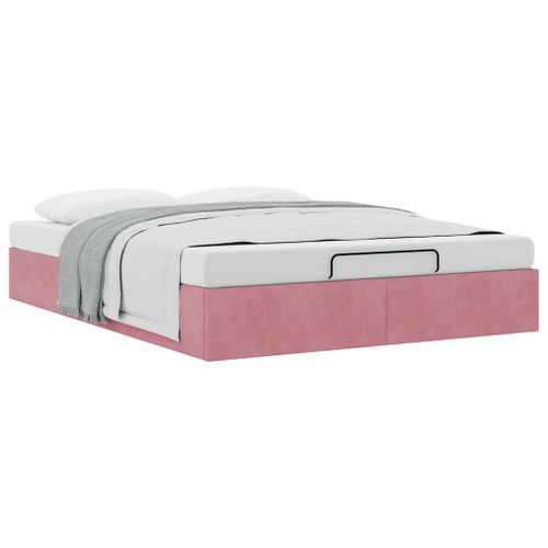 Cadre de lit ottoman sans matelas rose 140x190 cm velours - Photo n°2; ?>