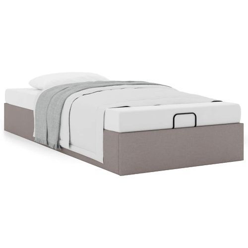 Cadre de lit ottoman sans matelas taupe 90x200 cm tissu - Photo n°2; ?>