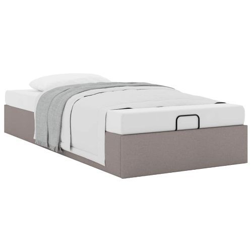 Cadre de lit ottoman sans matelas taupe 90x200 cm tissu - Photo n°3; ?>