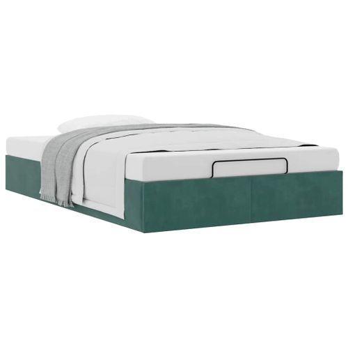 Cadre de lit ottoman sans matelas vert foncé 120x200 cm velours - Photo n°2; ?>