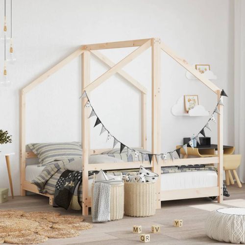 Cadre de lit pour enfant 2x(70x140) cm bois de pin massif - Photo n°2; ?>