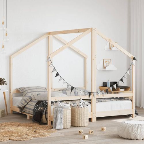 Cadre de lit pour enfant 2x(80x160) cm bois de pin massif - Photo n°2; ?>