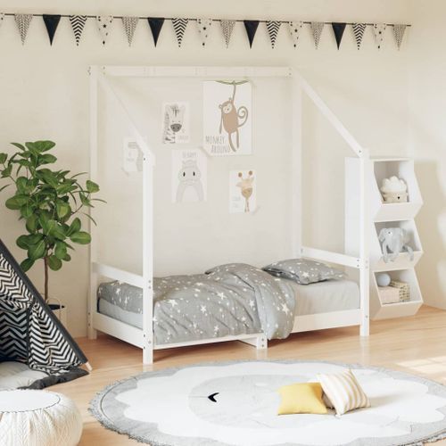 Cadre de lit pour enfant blanc 70x140 cm bois de pin massif - Photo n°2; ?>