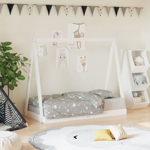 Cadre de lit pour enfant blanc 70x140 cm bois de pin massif - Photo n°2; ?>