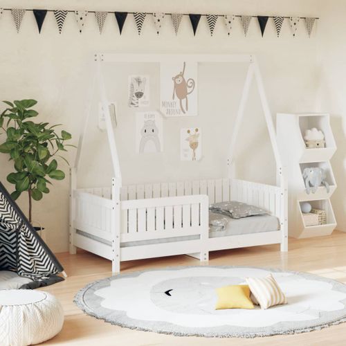 Cadre de lit pour enfant blanc 70x140 cm bois de pin massif - Photo n°2; ?>